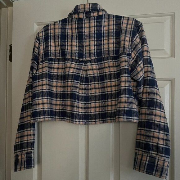 American Eagle croped pink plaid jacket M - Picture 2 of 2